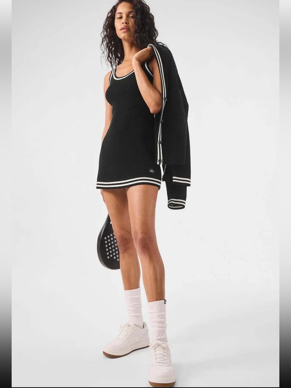 ALO Yoga Black Tennis Club Sweater Knit Dress size xxs